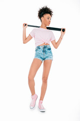 african american girl with baseball bat