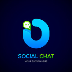 Letter O with Chat logo, Social Talk, Social media, Abstract speak, Sphere speech bubble logotype