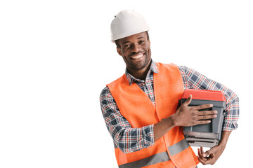 construction worker with toolbox