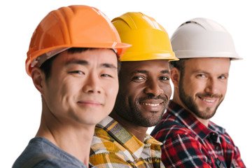 group of multiethnic construction workers