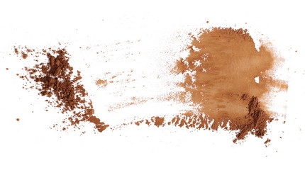 Brown face powder isolated on white background