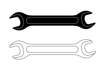 Wrench. Black and white icons