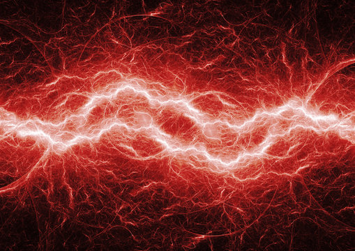 Red hot plasma, lightning and electrical background