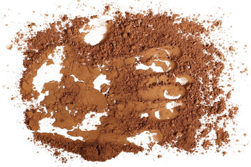 Brown face powder isolated on white background