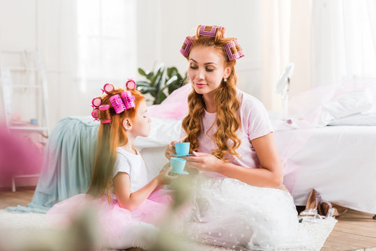 family having tea party