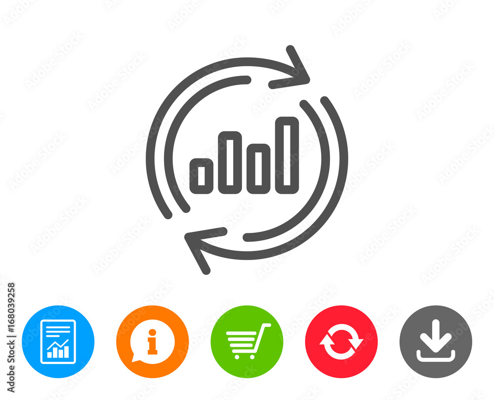 Poster chart line icon. update report graph sign.