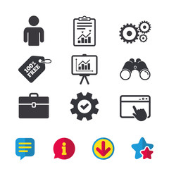 Business signs. Human and presentation board.