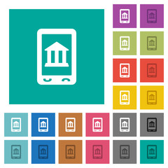 Mobile banking square flat multi colored icons