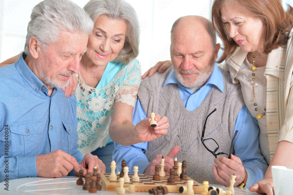 Poster men playing chess