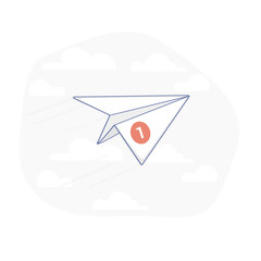 New message illustration concept, paper plane