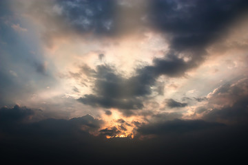Dramatic atmosphere Panorama view of beautiful sunset sky and clouds.