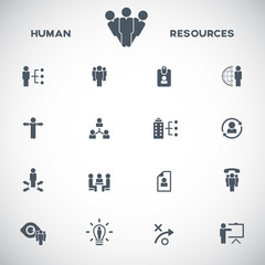 Human resources and management icons set.