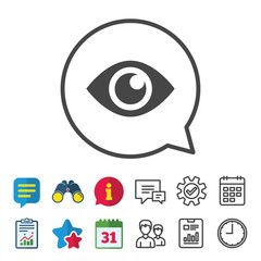 Eye sign icon. Publish content button.