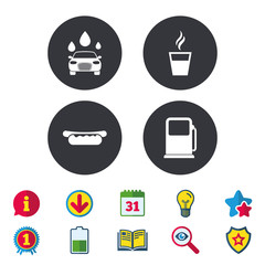 Petrol or Gas station services icons. Car wash.