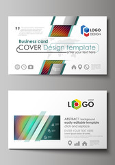 Business card templates. Easy editable layout, abstract vector template. Minimalistic design with circles, diagonal lines. Geometric shapes forming beautiful retro background.
