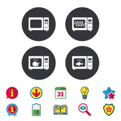 Microwave oven icons. Cook in electric stove.