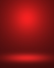 Red Christmas background design template mockup with light effect spot light Studio room background for product.