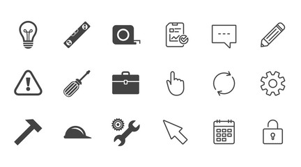 Repair, construction icons. Engineering signs.