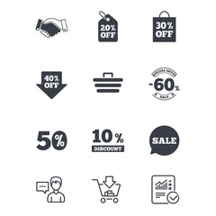 Sale discounts icon. Shopping, deal signs.