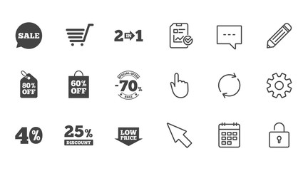 Sale discounts icon. Shopping, deal signs.