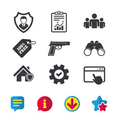 Fototapeta premium Security agency icons. Home shield protection.