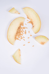 Shot of slices of melon with stones in it