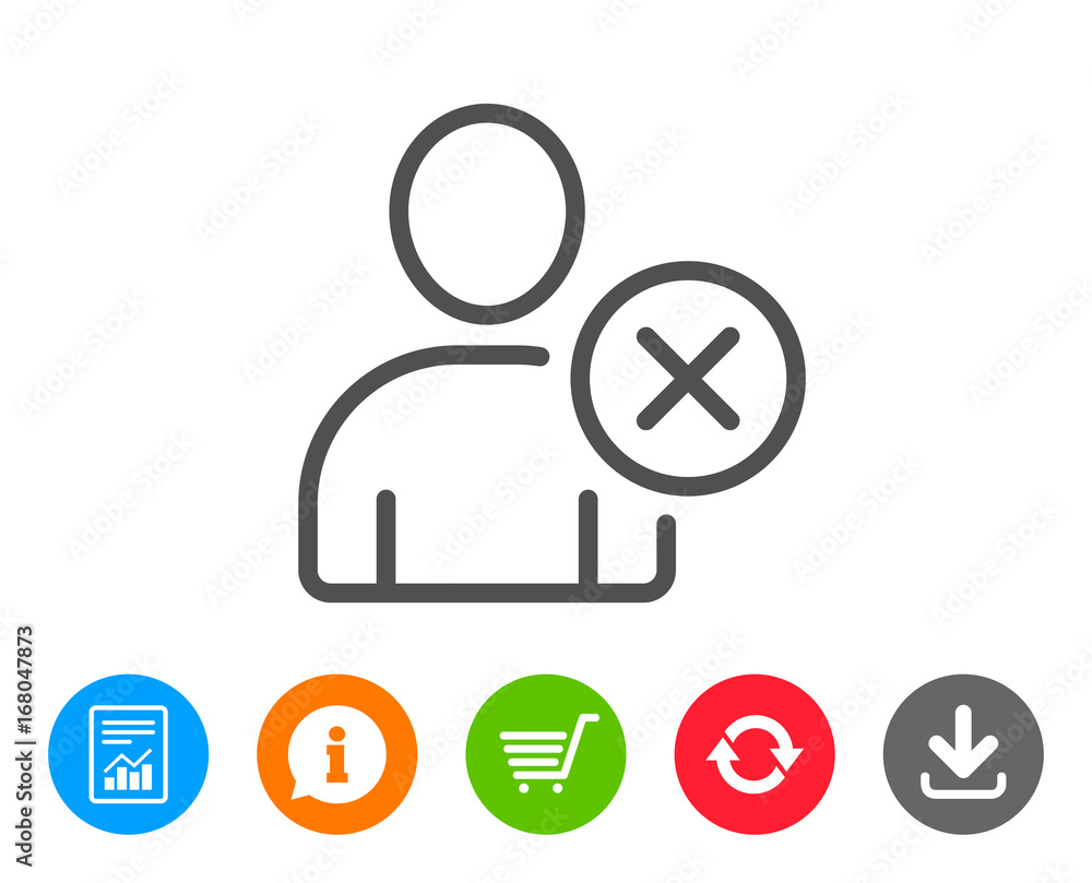 Poster remove user line icon. profile avatar sign.