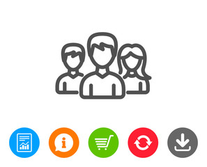 Group line icon. Users or Teamwork sign.