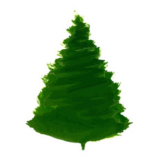 Christmas tree silhouette, isolated on white background, vector illustration
