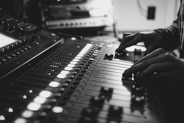 Mixing console at the concert