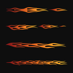 fire flames in tribal style for tattoo, vehicle and t-shirt decoration design. Vehicle Graphics, Stripe, Vinyl Ready collection set