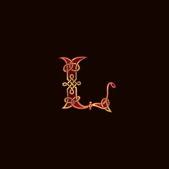 luxury letter L Decoration Logo design concept template