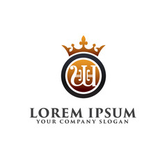 luxury letter W Decoration with Crown Logo design concept template