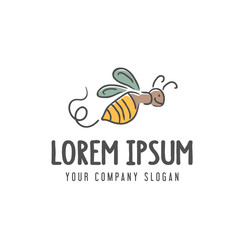 bee logo. hand drawn design concept template