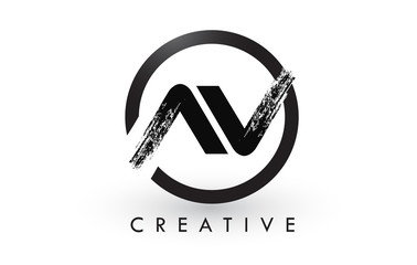 AV Brush Letter Logo Design. Creative Brushed Letters Icon Logo. - obrazy, fototapety, plakaty