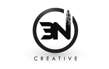 BN Brush Letter Logo Design. Creative Brushed Letters Icon Logo.