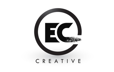 EC Brush Letter Logo Design. Creative Brushed Letters Icon Logo. - obrazy, fototapety, plakaty