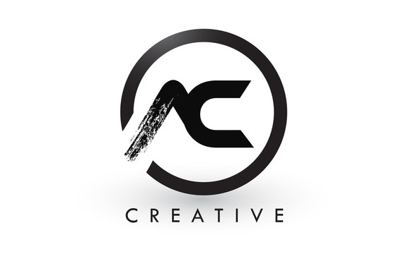 AC Brush Letter Logo Design. Creative Brushed Letters Icon Logo.