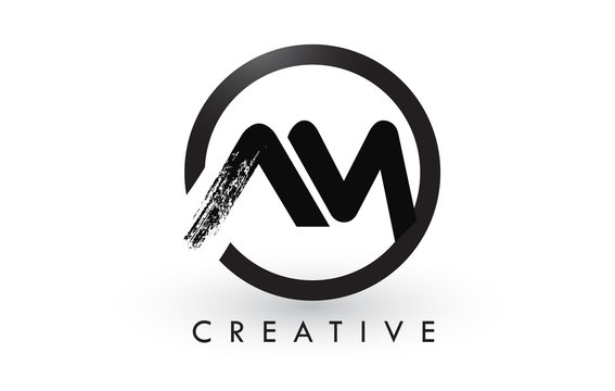 AM Brush Letter Logo Design. Creative Brushed Letters Icon Logo.