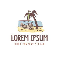 Obraz premium summer vacation logo. retro style design concept template