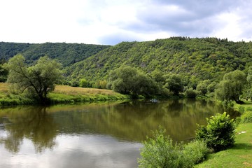 Fototapeta na wymiar Countryside along River Berounka, central Bohemia, Czech Republic