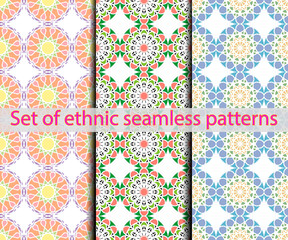 Set of ethnic seamless patterns.