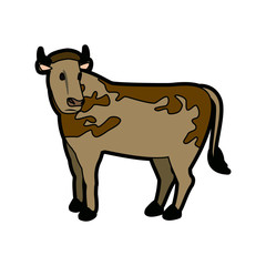 cow animal farm agriculture side view vector illustration