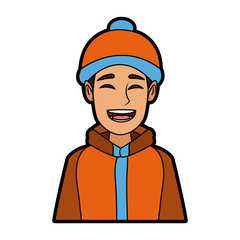 Obraz premium portrait young man wearing winter clothes vector illustration