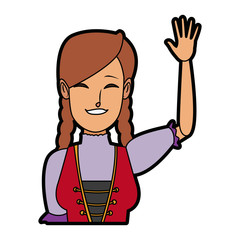 portrait happy swiss woman waving hand vector illustration