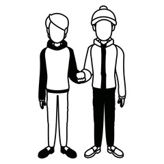 couple wearing warm winter clothes together vector illustration