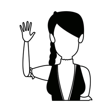 portrait happy swiss woman waving hand vector illustration