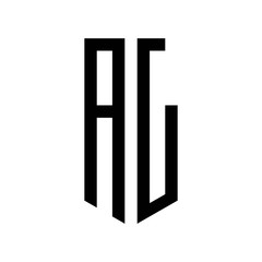 initial letters logo al black monogram pentagon shield shape
