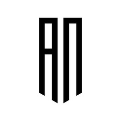 initial letters logo an black monogram pentagon shield shape