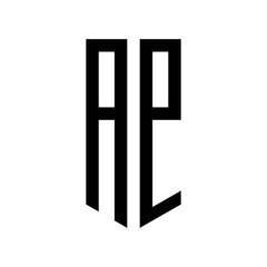 initial letters logo ap black monogram pentagon shield shape